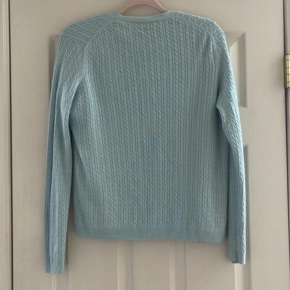 Brooks Bothers silk & cashmere sweater & cardigan set, light aqua - Picture 2 of 9